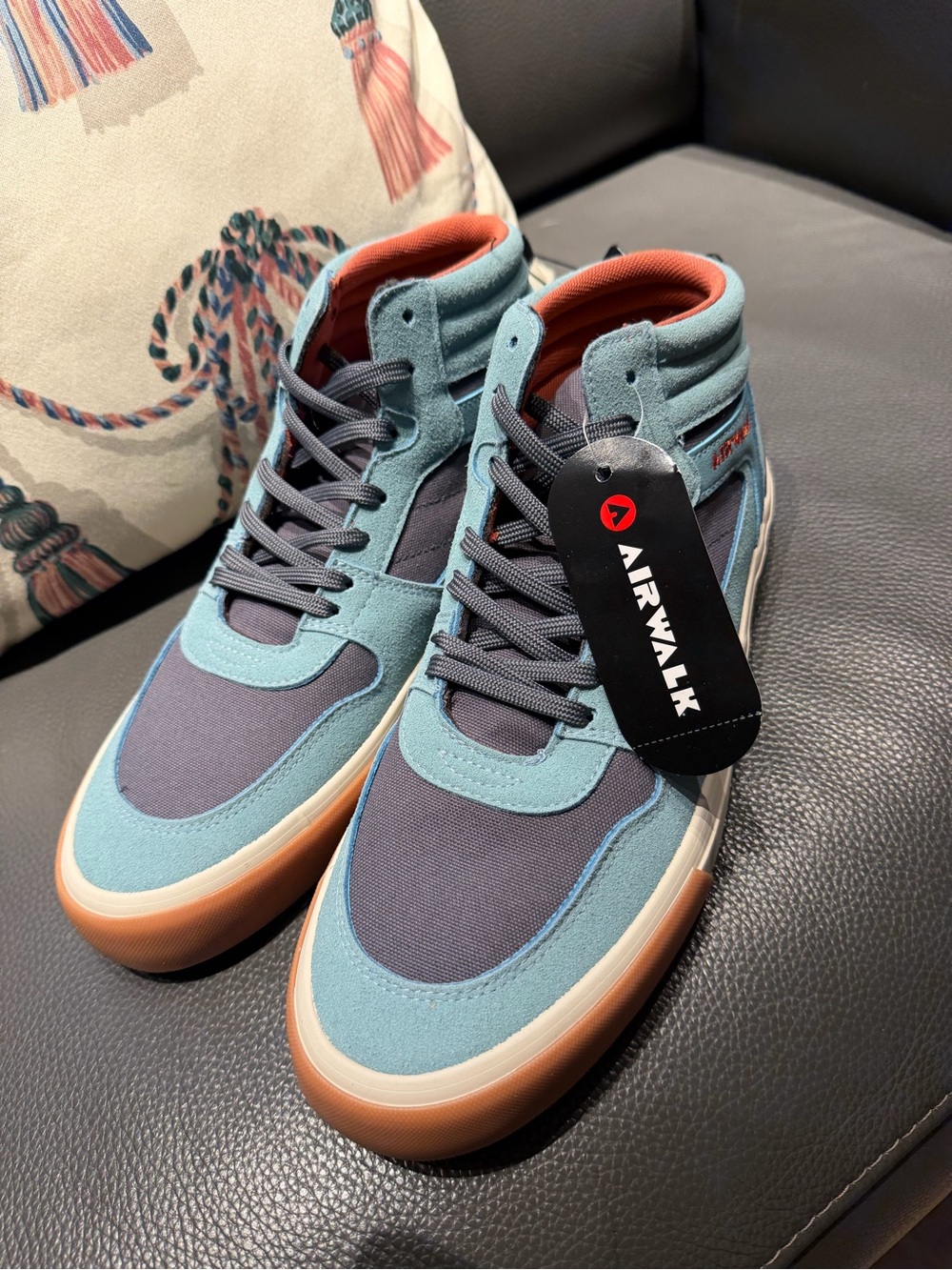 Airwalk Men’s High-Top Sneakers in Teal, Navy and Gum